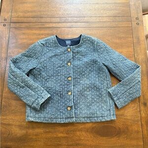 J.JILL  Denim Indigo Women’s Small Button Front Quilted Jacquard Jacket Cotton